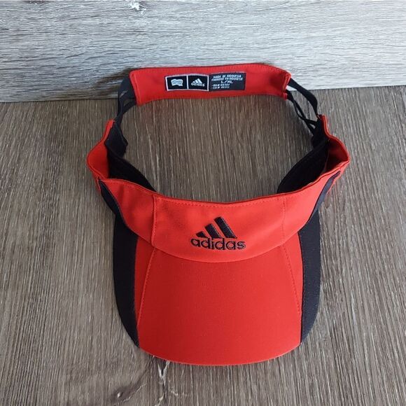ADIDAS BLACK RED GOLF TENNIS VISOR WOMENS SZ L/XL - Picture 2 of 6